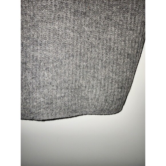 Madewell Womens Wool Long V-Neck Sweater M Gray Droptail Rib-Stitch Knit *FLAWS* - Picture 9 of 10